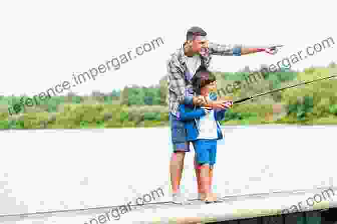 A Father And Son Sit Side By Side On A Riverbank, Casting Their Fishing Lines Together. We Fish: The Journey To Fatherhood